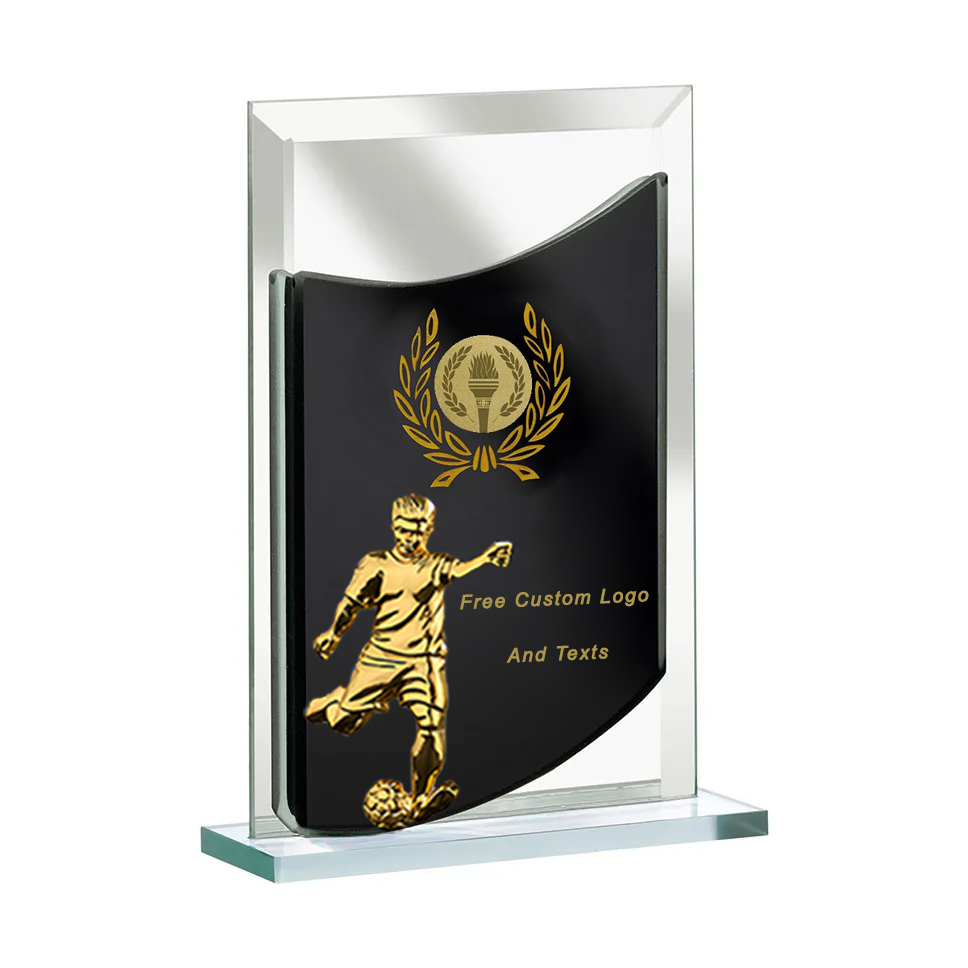 Noble Manufacturer Wholesale Glass Plaque With Custom Printing Logo UK Gift Personalized Sports Soccer Trophy Award 