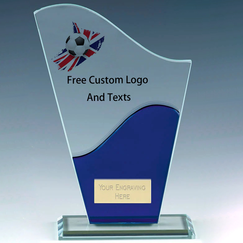 Noble Manufacturer Wholesale Glass Plaque With Custom Printing Logo UK Gift Personalized Sports Soccer Trophy Award 