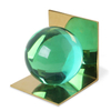 Noble Manufacturer Transparent Crystal Green Ball Achievement Custom Bespoke Logo Business School Office Desk Gift Hand Craft Bookend