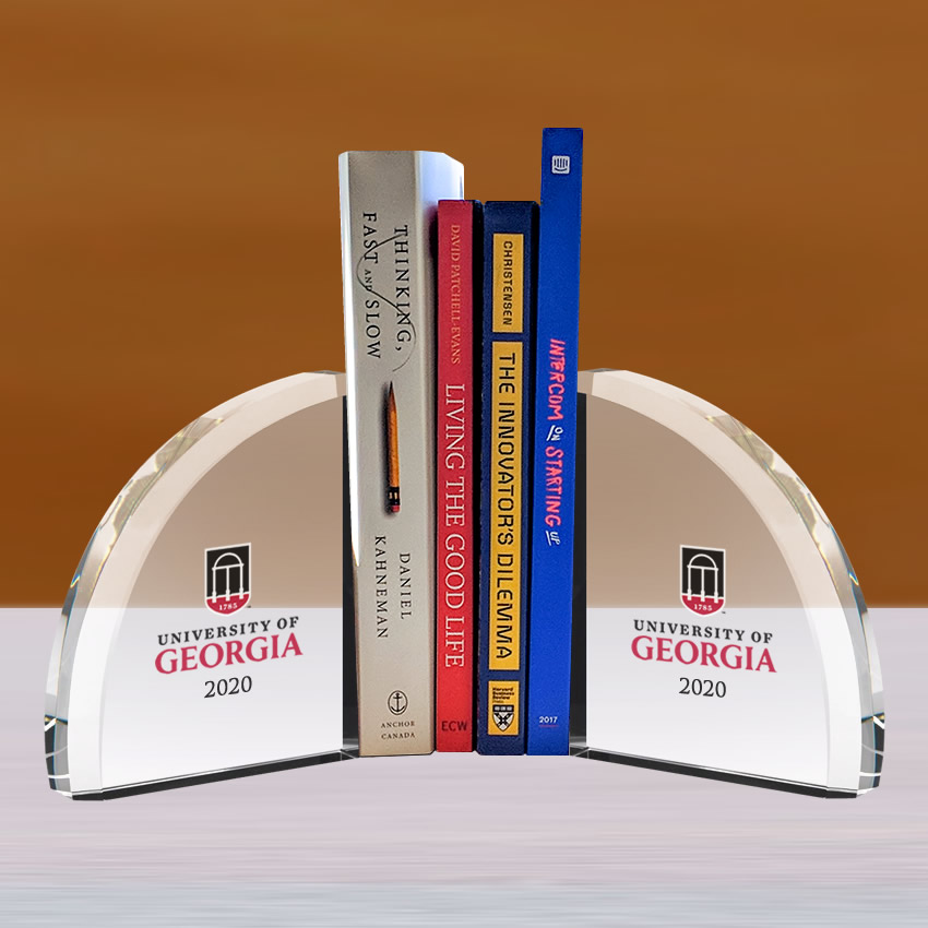 Noble Manufacturer Transparent Crystal Glass Achievement Custom Bespoke Logo Business School Office Desk Gift Hand Craft Bookend