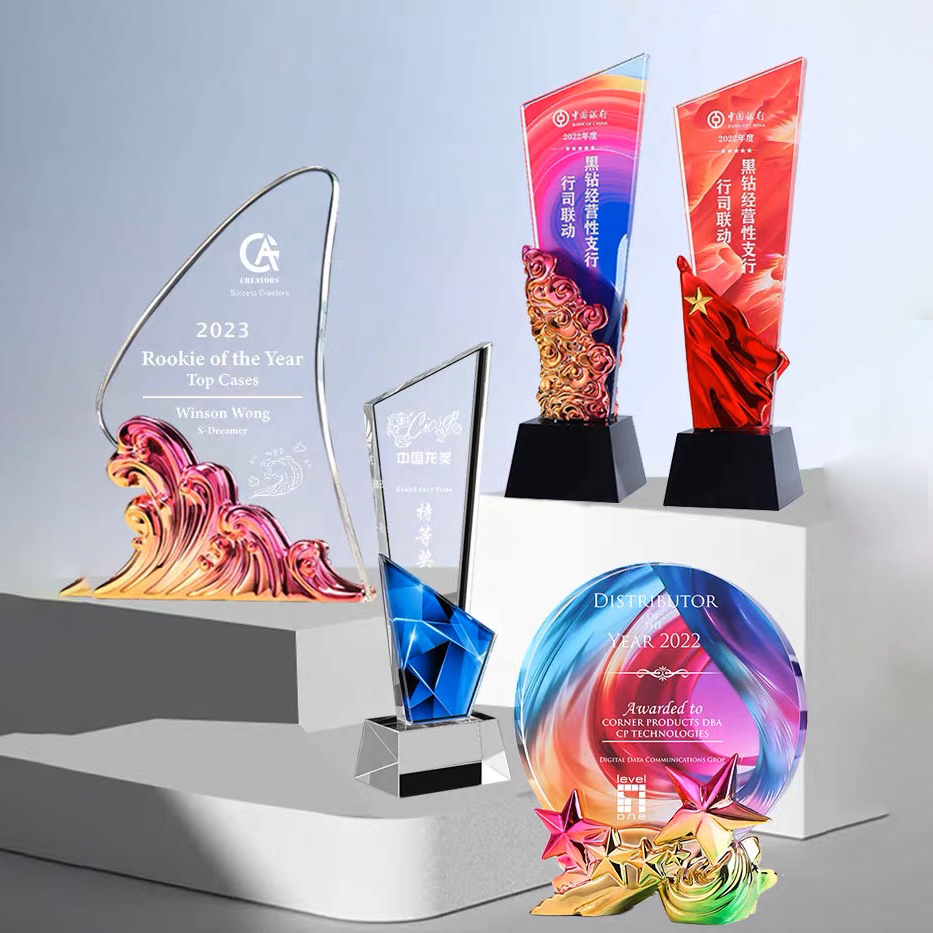 Noble New Product Blade Resin Crystal Trophy Medal Creative Color Printing High-grade Atmospheric Honorary License Trophy Award