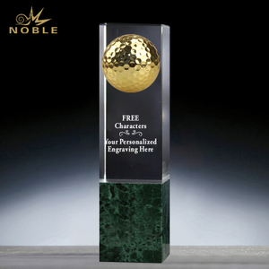 Noble Marble Metal Golf Ball Crystal Outdoor Sports Customized Personalized Golf Trophy 