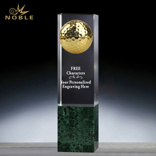 Noble Marble Metal Golf Ball Crystal Outdoor Sports Customized Personalized Golf Trophy 
