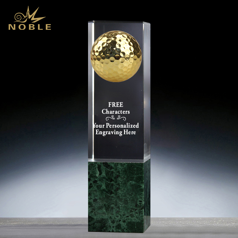Noble Marble Metal Golf Ball Crystal Outdoor Sports Customized Personalized Golf Trophy 