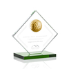 Noble High Quality Gold Golf Ball with Glass Plaque Business Gift Sports Awards Custom Bespoke Logo Golf A Hole in One Trophy Hand Craft