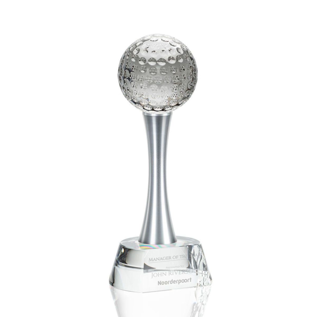 Noble High Quality Crystal Gold Ball Business Gift Sports Awards Custom Bespoke Logo Golf A Hole in One Trophy Hand Craft