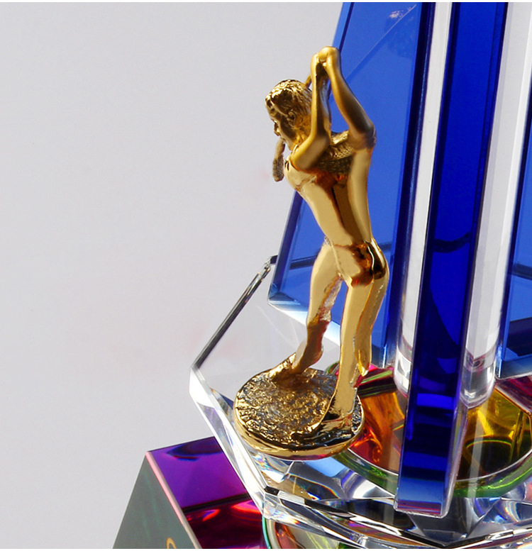 Noble Manufacturer Metal Golf Figure Crystal Glass outdoor Sports Customized Personalized Bespoke Logo Golf Trophy Award