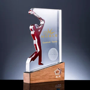 Noble High Quality K9 Crystal Business Gift Sports Awards Custom Bespoke Logo Golf A Hole in One Trophy Hand Craft