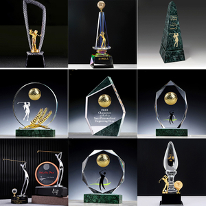 Noble High Quality K9 Crystal Business Gift Sports Awards Custom Bespoke Logo Golf A Hole in One Trophy Hand Craft