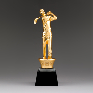 Noble High Quality Gold Metal Golf With Crystal Base Business Gift Sports Awards Custom Bespoke Logo Golf A Hole in One Trophy