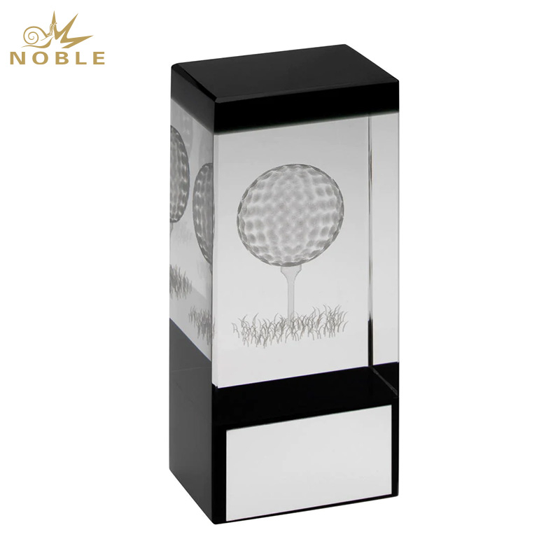 Noble Manufacturer 3D Laser Crystal Cube Outdoor Sports Gift Customized Personalized Bespoke Logo Golf Trophy Award Hand Craft