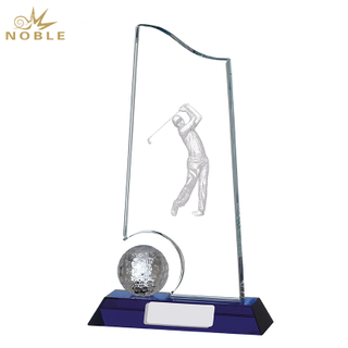 Noble Manufacturer Golf Ball Crystal Glass Outdoor Sports Gift Customized Personalized Bespoke Logo Golf Trophy 