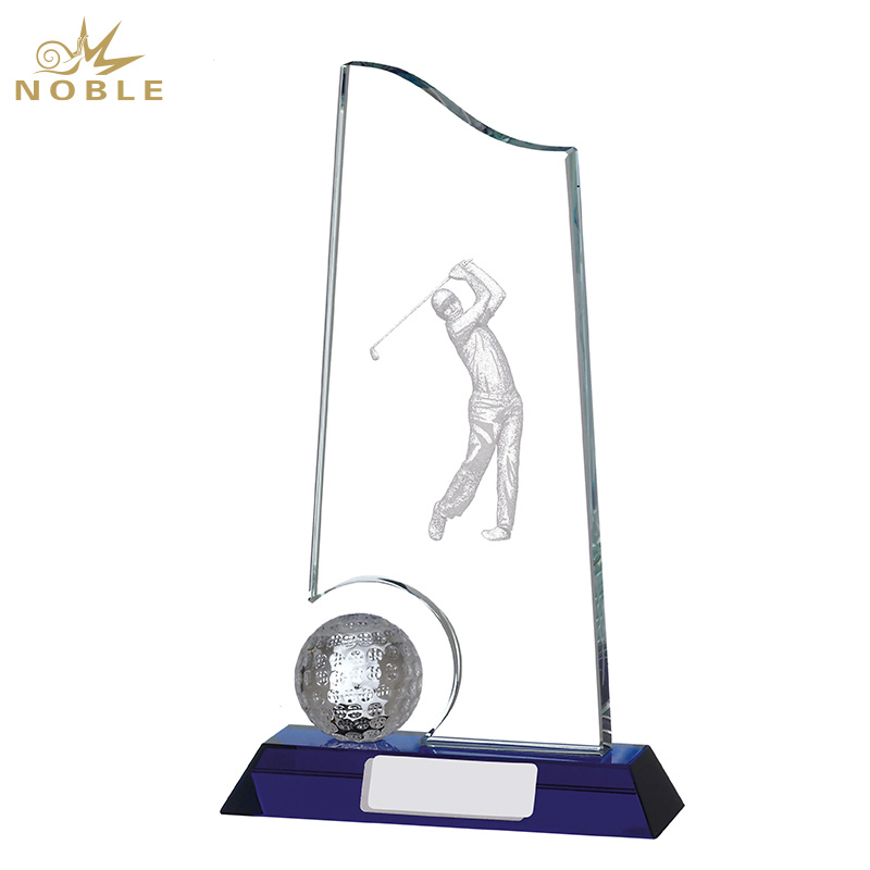 Noble Manufacturer Golf Ball Crystal Glass Outdoor Sports Gift Customized Personalized Bespoke Logo Golf Trophy 