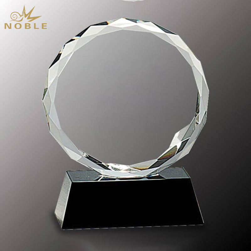 Noble Sunflower Octagon Circle Crystal Glass Custom Logo Golf Trophy Award