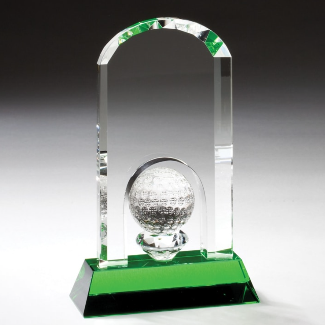 Noble Crystal Glass Golf Ball Custom Logo Golf Trophy Award