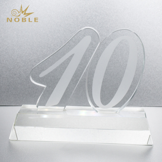 Custom Made Crystal Ten Years Anniversary Trophy Award