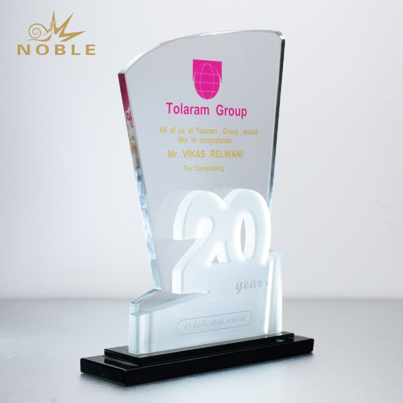 Custom Made Crystal 20 Years Anniversary Trophy Award 