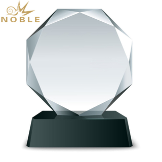 Customized Engraved Faceted Round Crystal Plaque Trophy As Business Gift
