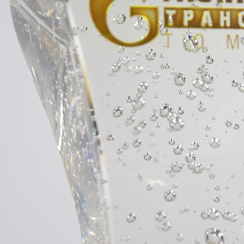 Noble Custom Made Art Glass Bubble Crystal Trophy Award for Russia Business