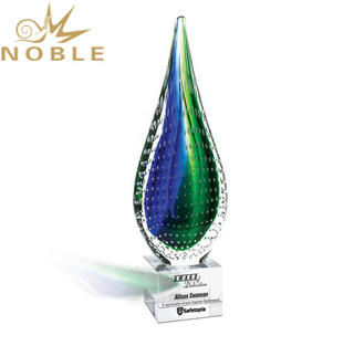  Excellent New Design Custom Hand Blown Tear Drop Shape Art Glass Award Trophy