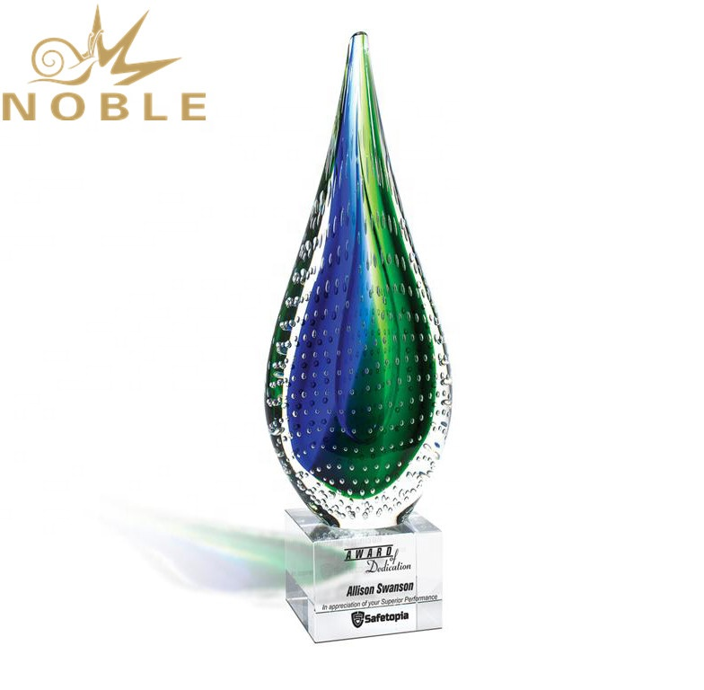  Excellent New Design Custom Hand Blown Tear Drop Shape Art Glass Award Trophy