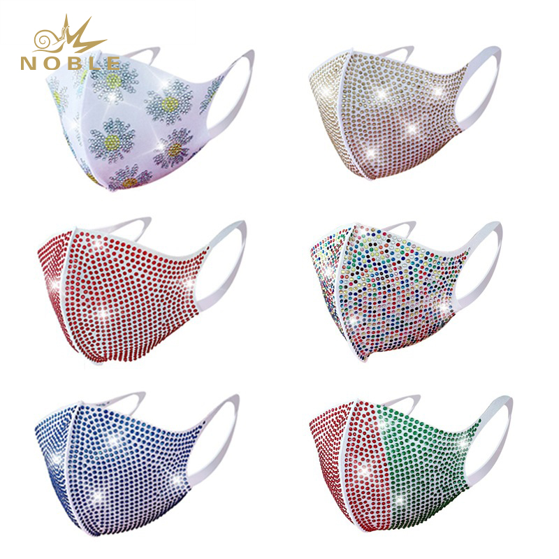Unisex Cotton 3D Mouth Face Mask Glitter Rhinestone Crystal Masquerade Party Fashion Face Mask for Christmas Costume Party