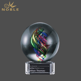 Color Rage Hand Blown Art Glass Award Globe