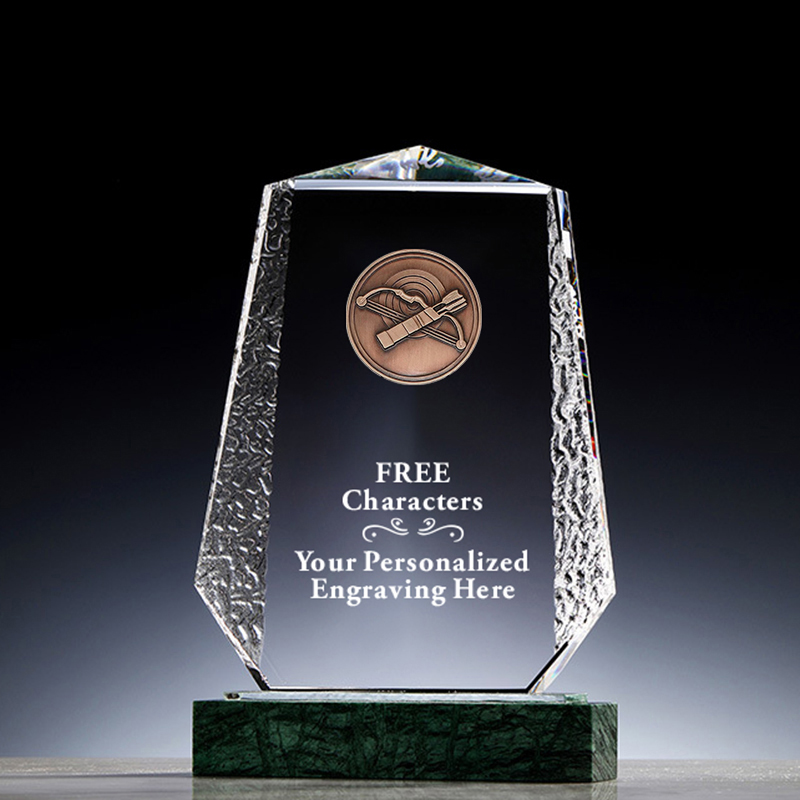 Free Engraving Crystal Plaque Award Custom Matel Sports Archery Medal Trophy with Marble Base