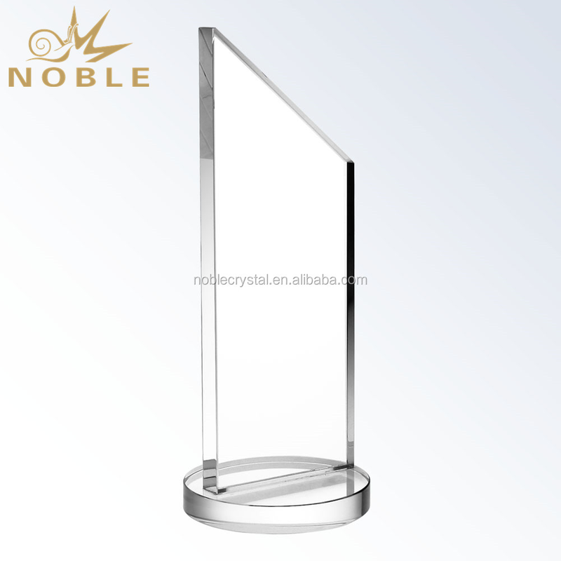 Customized Crystal Plaque Trophy With Round Base