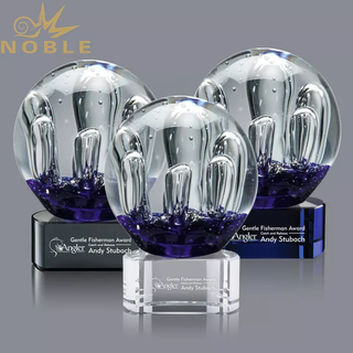 Noble Custom Art Glass Ball Award with Free Engraving