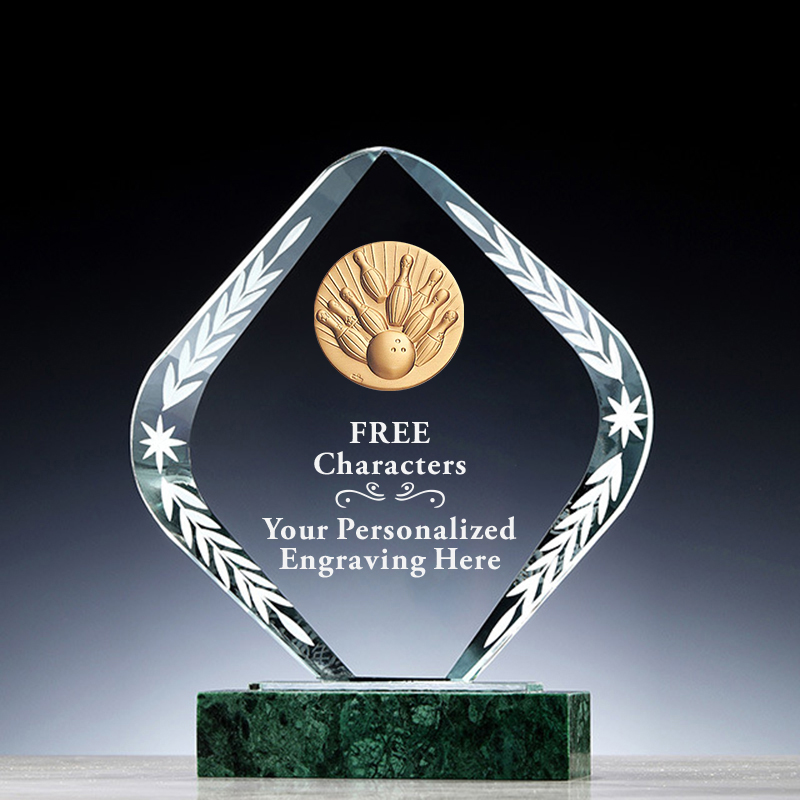 New Design Crystal Sports Award Custom Engraving Bowling Champion Trophy 