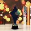 High Quality Free Engraving Blue Crystal Award Plaques With Square Black Crystal Base