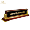 Noble Oak Desk Name Plate With Metal Plate Custom Bespoke Logo Promotional Business Gift Office Desk Decoration Hand Craft