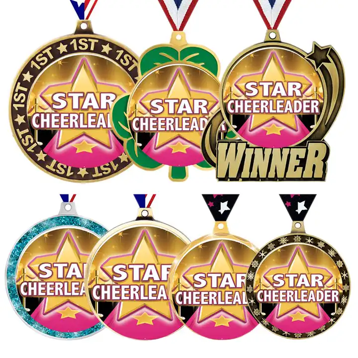 Hot Selling Metal Sports Medal Custom Insert Cheerleading Shooting Star Medal