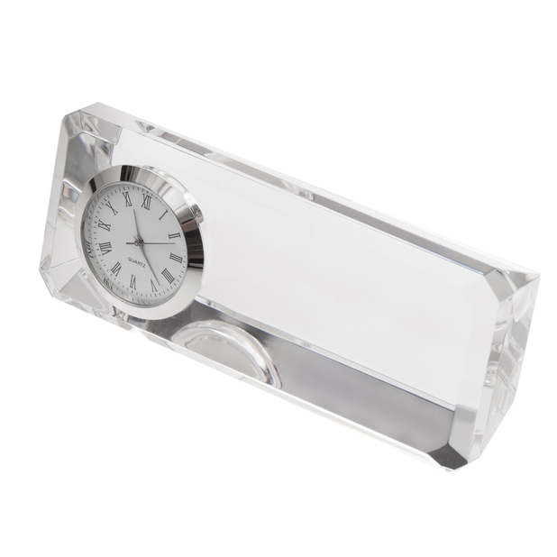 Noble Manufacturer Crystal Clock Business Gift Customized Bespoke Logo Office Decoration Trophy Award Hand Craft Desk Gift
