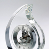 Noble Manufacturer Crystal Glass Fire Clock Business Gift Customized Bespoke Logo Office Decoration Trophy Award Hand Craft Tabletop clock