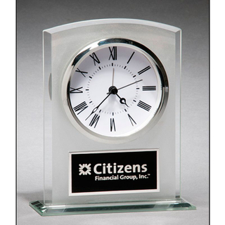 Noble Crystal Glass Clock Business Gift Customized Bespoke Logo Office Decoration Trophy Award Tabletop clock