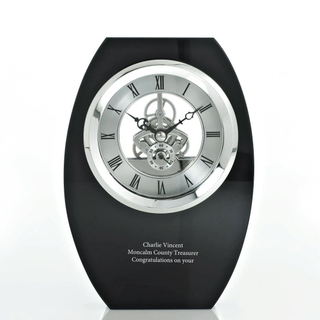 Noble Manufacturer Black Crystal Iceberg Clock Business Gift Customized Bespoke Logo Office Decoration Trophy Award Hand Craft Plaque