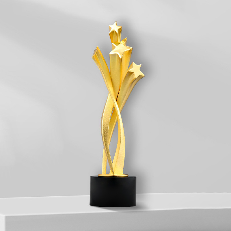 High Quality Customized Shape Gold Silver Bronze Metal Star Business Gift Custom Logo Achievement Star Trophy Awards