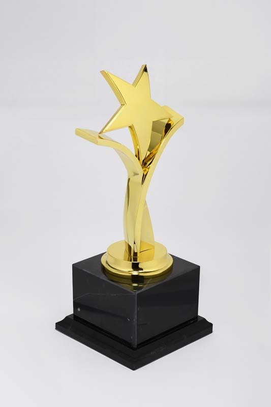 Noble Crystal Base with Gold Silver Bronze Metal Star Business Gift Customized Bespoke Logo Office Decoration Trophy Award