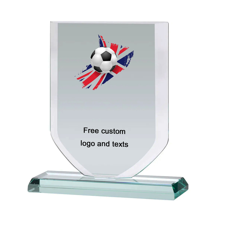 Noble Manufacturer Wholesale Cheap Glass Plaque With Custom Printing Logo UK Gift Personalized Hand Crafts Soccer Trophy Award