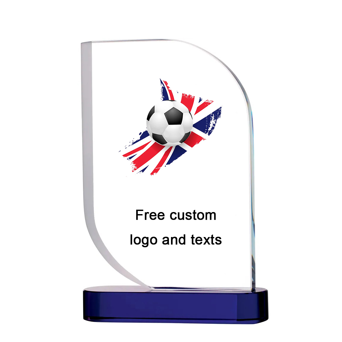 Noble Manufacturer Wholesale Cheap Glass Plaque With Custom Printing Logo UK Gift Personalized Hand Crafts Soccer Trophy Award