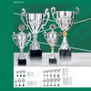 2024 New Design Different Size Custom Made Marble Base Sports Golf Soccer Basketball Marathon Custom Insert Logo Silver Metal Trophy Cup 