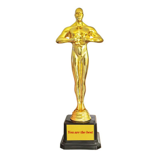 2024 New Design Different Size Custom Made Marble Base Sports Golf Soccer Basketball Marathon Custom Logo Oscar Statuette Plastic Trophy Cup 