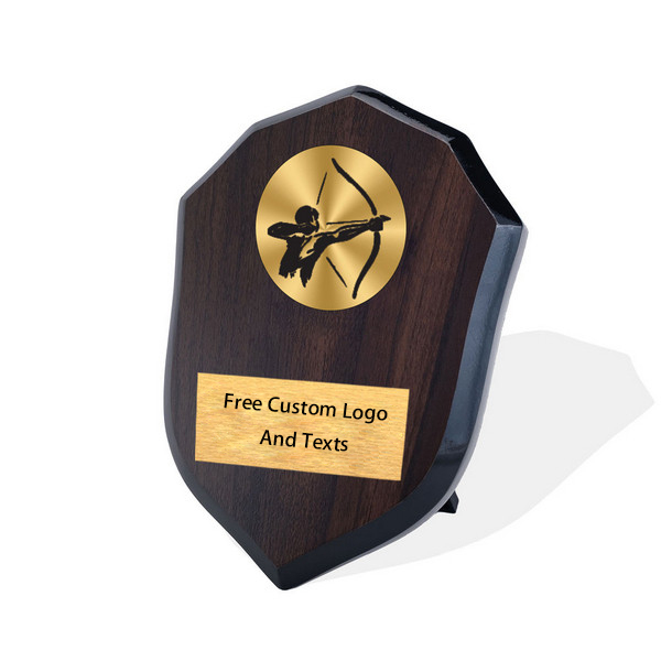 Noble Manufacturer Wholesale UK Gift Personalized Sports Soccer Trophy Award Wood Shield Plaque