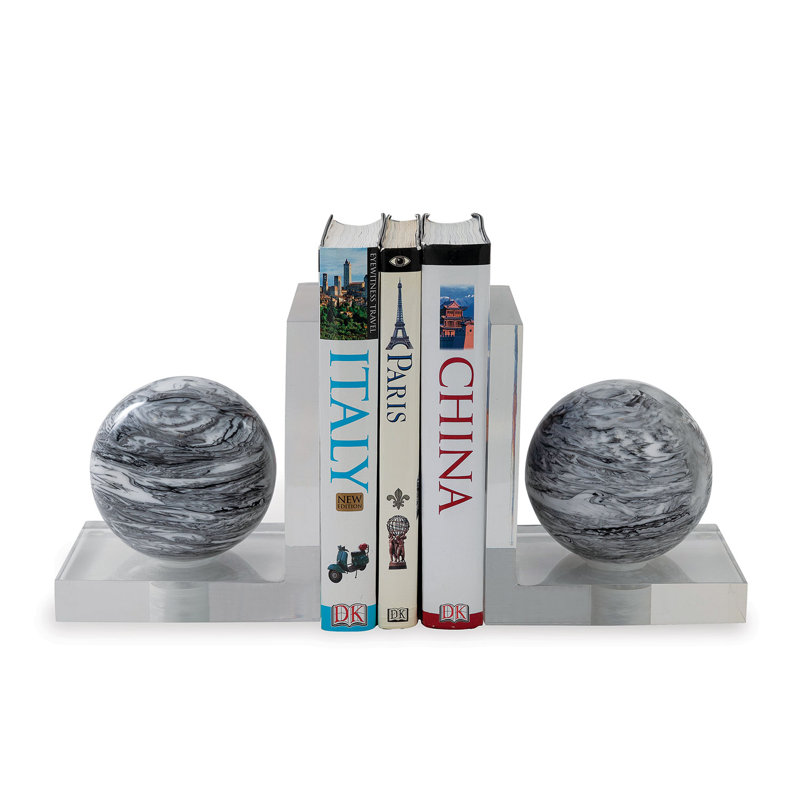 Noble Manufacturer Transparent Crystal With Artglass Glaze Ball Custom Bespoke Logo Business School Office Desk Gift Bookend