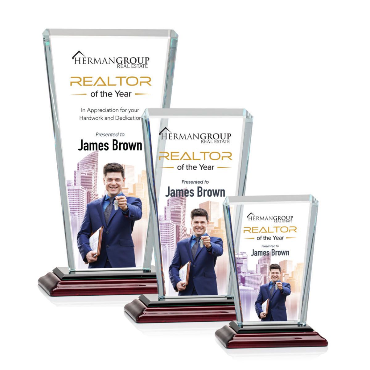 Noble Wholesale Cheap Different Color Options Outdoor Sports Business Gift Custom Personalized Logo Glass Trophy Award Plaque