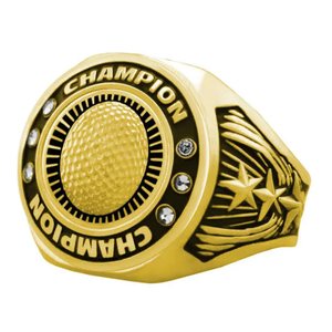Noble High Quality Gold Metal Golf Ring Business Gift Sports Awards Custom Bespoke Logo Golf A Hole in One Trophy Ring