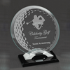Noble High Quality Round Crystal Glass Business Gift Sports Awards Custom Bespoke Logo Golf A Hole in One Metal Base Trophy Hand Craft