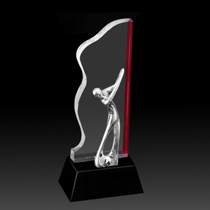 Noble High Quality Crystal Business Gift Sports Awards Custom Bespoke Logo Golf A Hole in One Metal Figure Trophy Hand Craft
